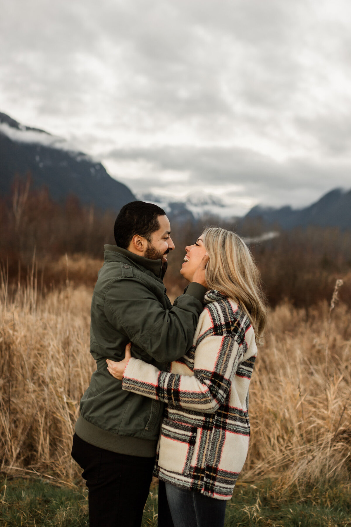pitt lake engagement couple kissing
