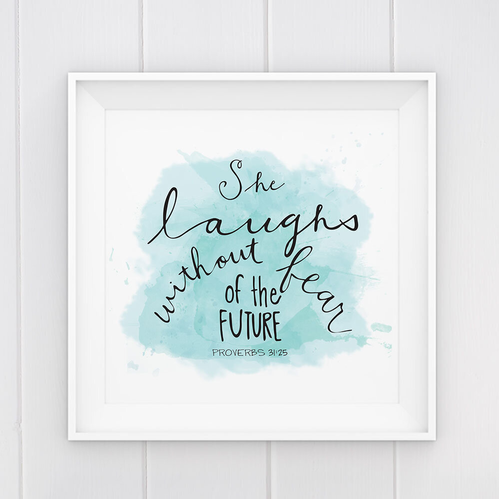 She laughs without fear of the future hand lettered artwork