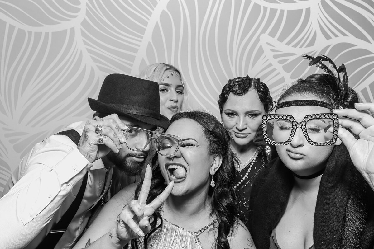 1920s Retro photo booth hire for birthday parties with a backdrop and lots of fun birthday props