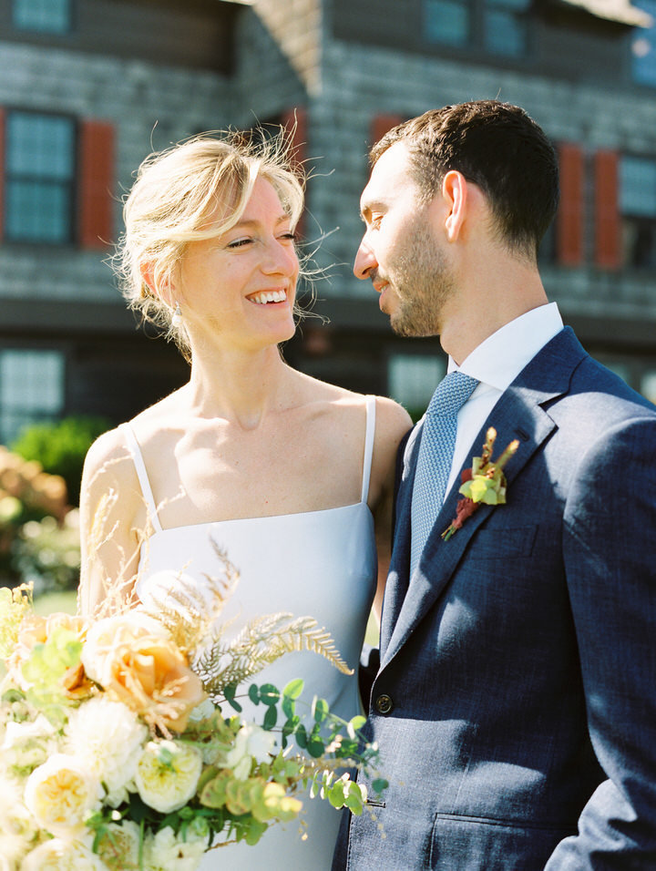 bride and groom portrait weekapaug inn in westerly rhode island