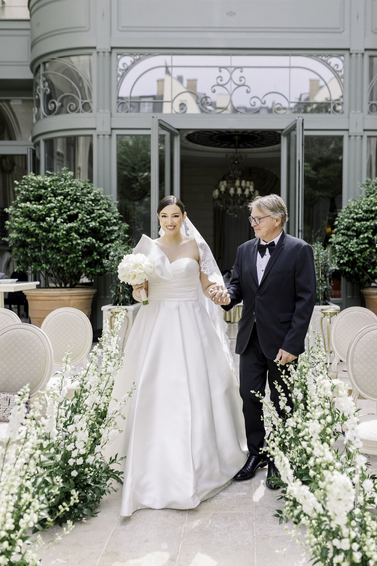 Ritz Paris Wedding Bride Father Walking Down Aisle
