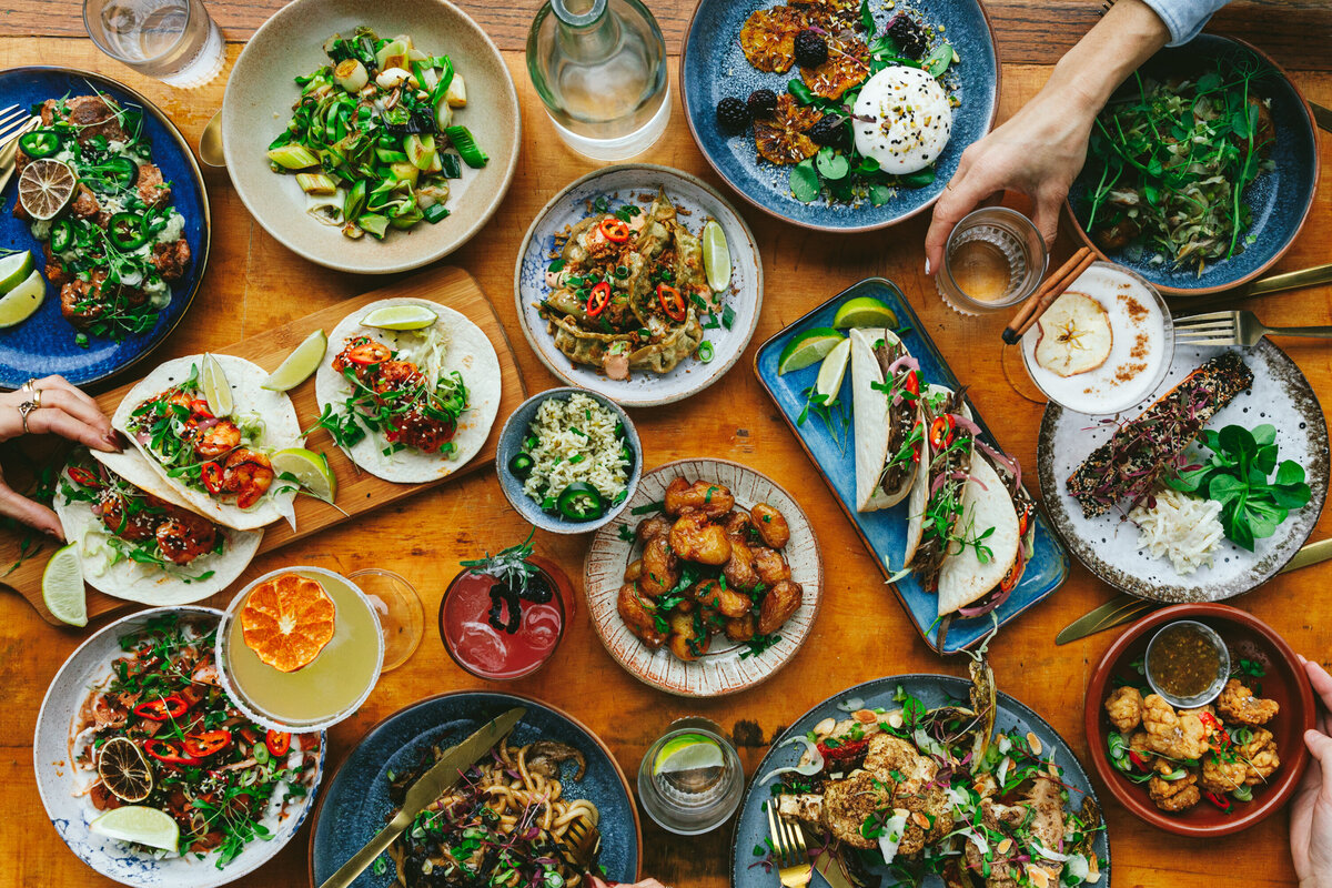 Vibrant Dinner menu spread