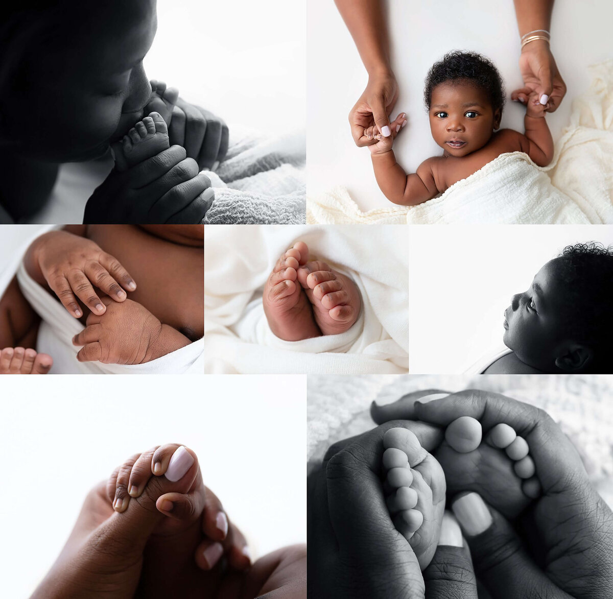 Timeless black-and-white newborn photography capturing a sleeping baby’s delicate features in NYC