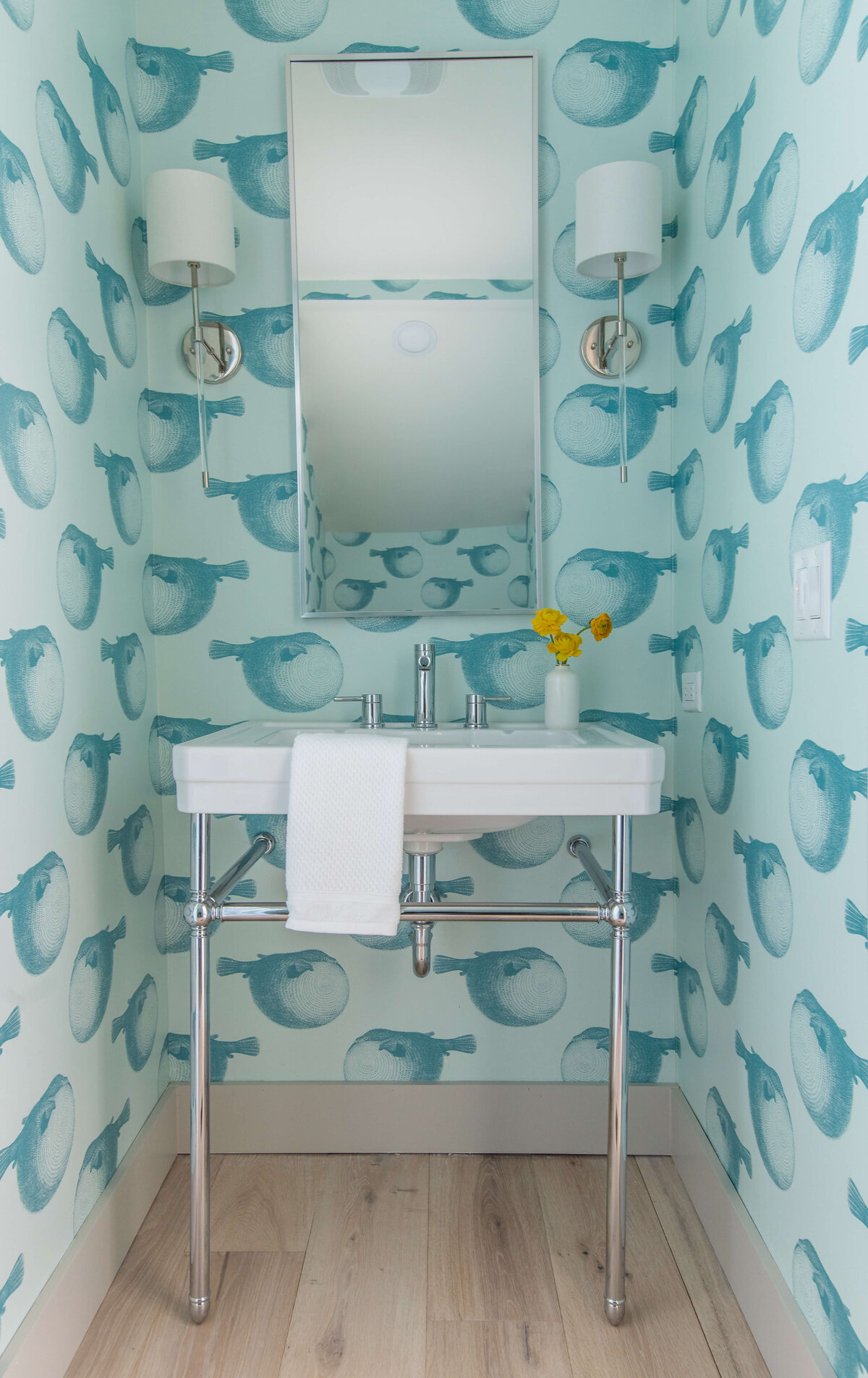 SeaMarsh Colorful Powder Room Lola Interiors Amelia Island