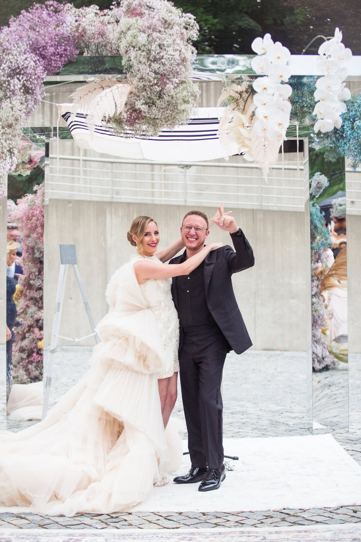 bride and groom celebrating during wedding ceremony in connecticut