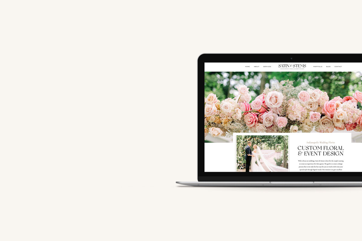 a mockup showing a stylish website for a floral designer