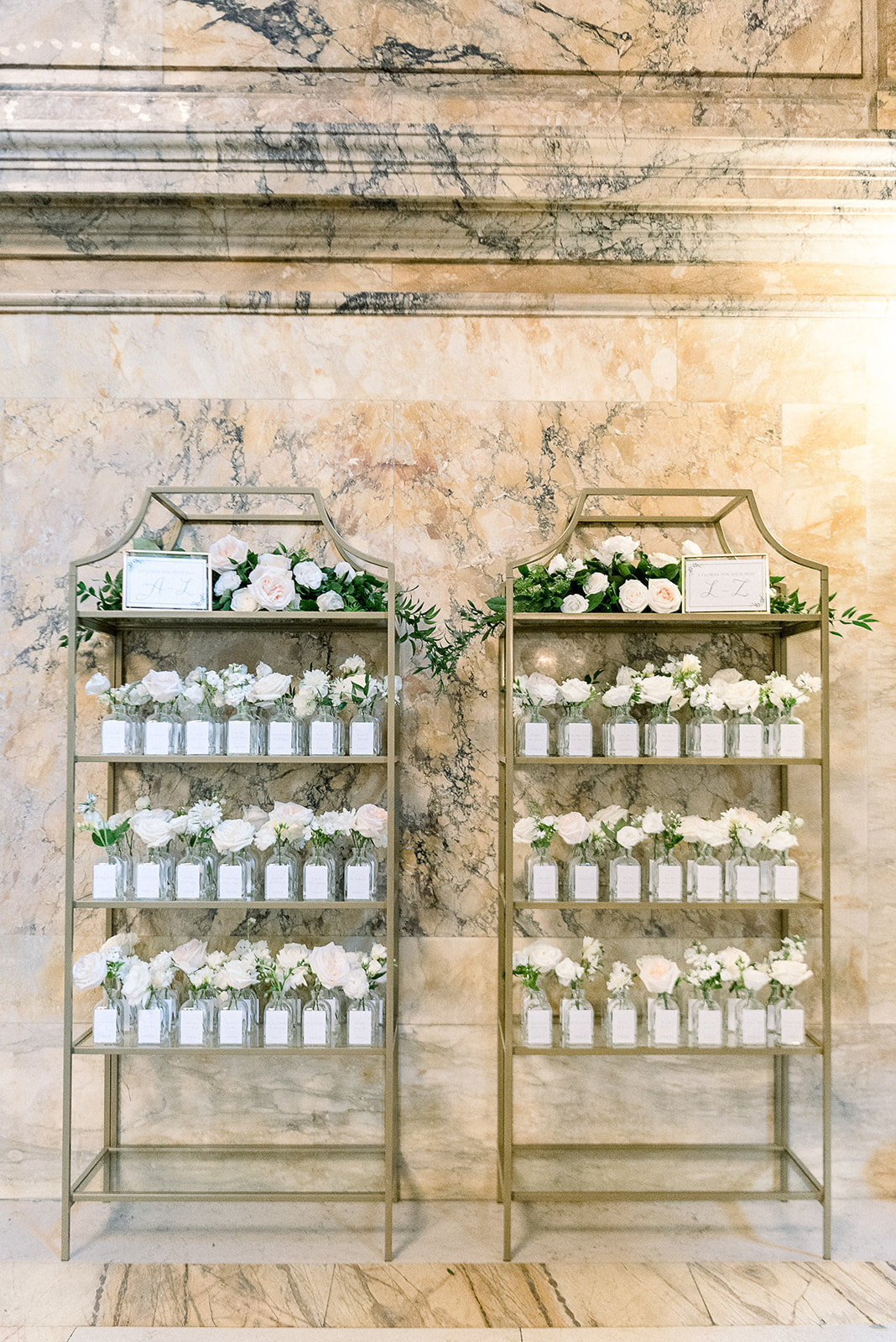 Unique escort card display and wedding seating chart