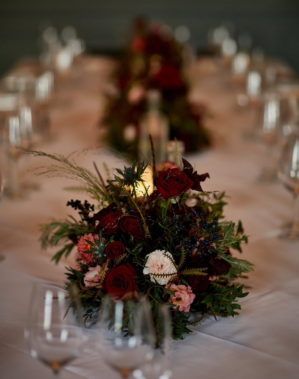 Scotland elegant table flowers wedding
