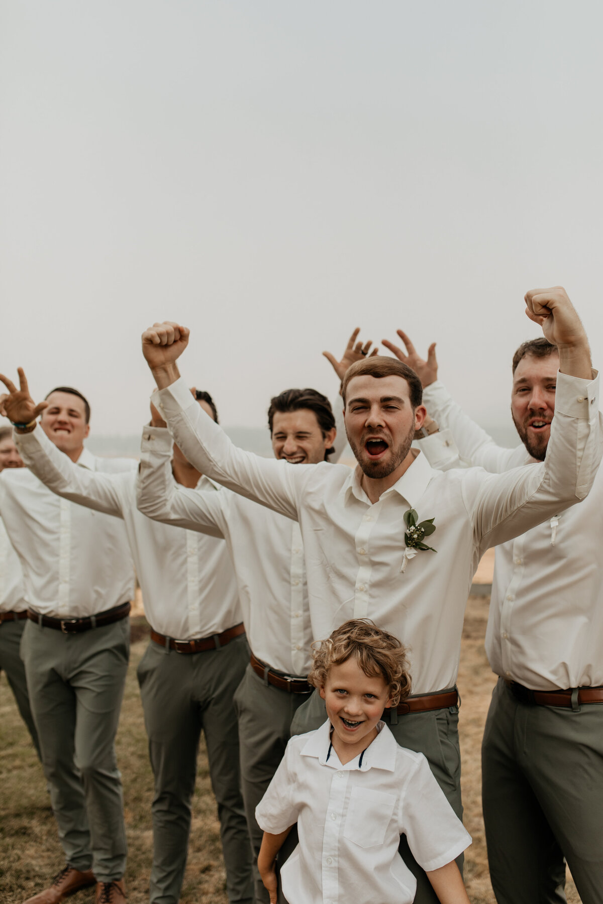 groomsmen wedding party reaction photo