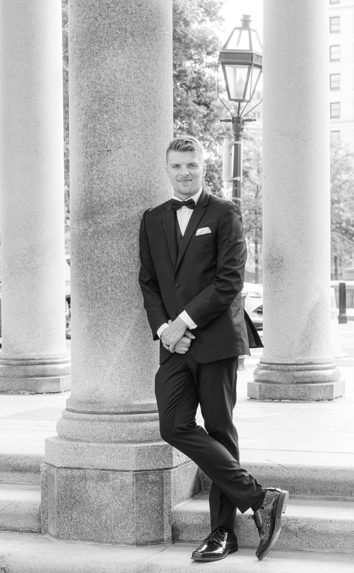 masculine black and white image of groom