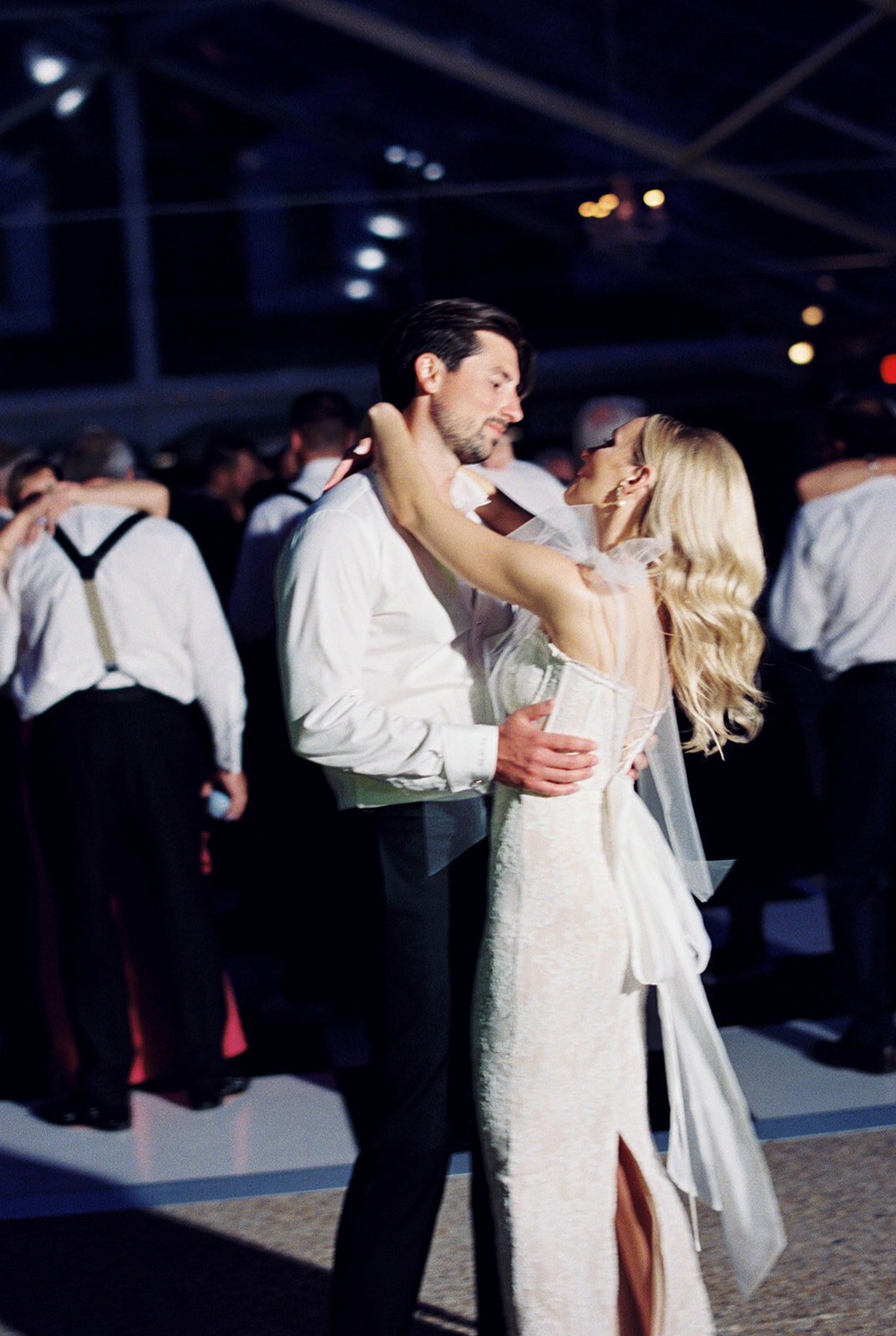 Bride and groom dancing  at their wedding reception in Middleburg, Va.