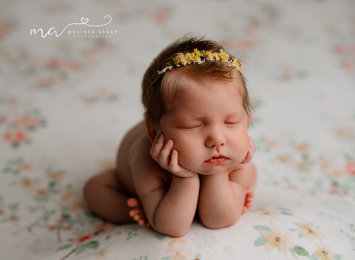Colorado Springs Newborn Photographer poses baby in froggy pose
