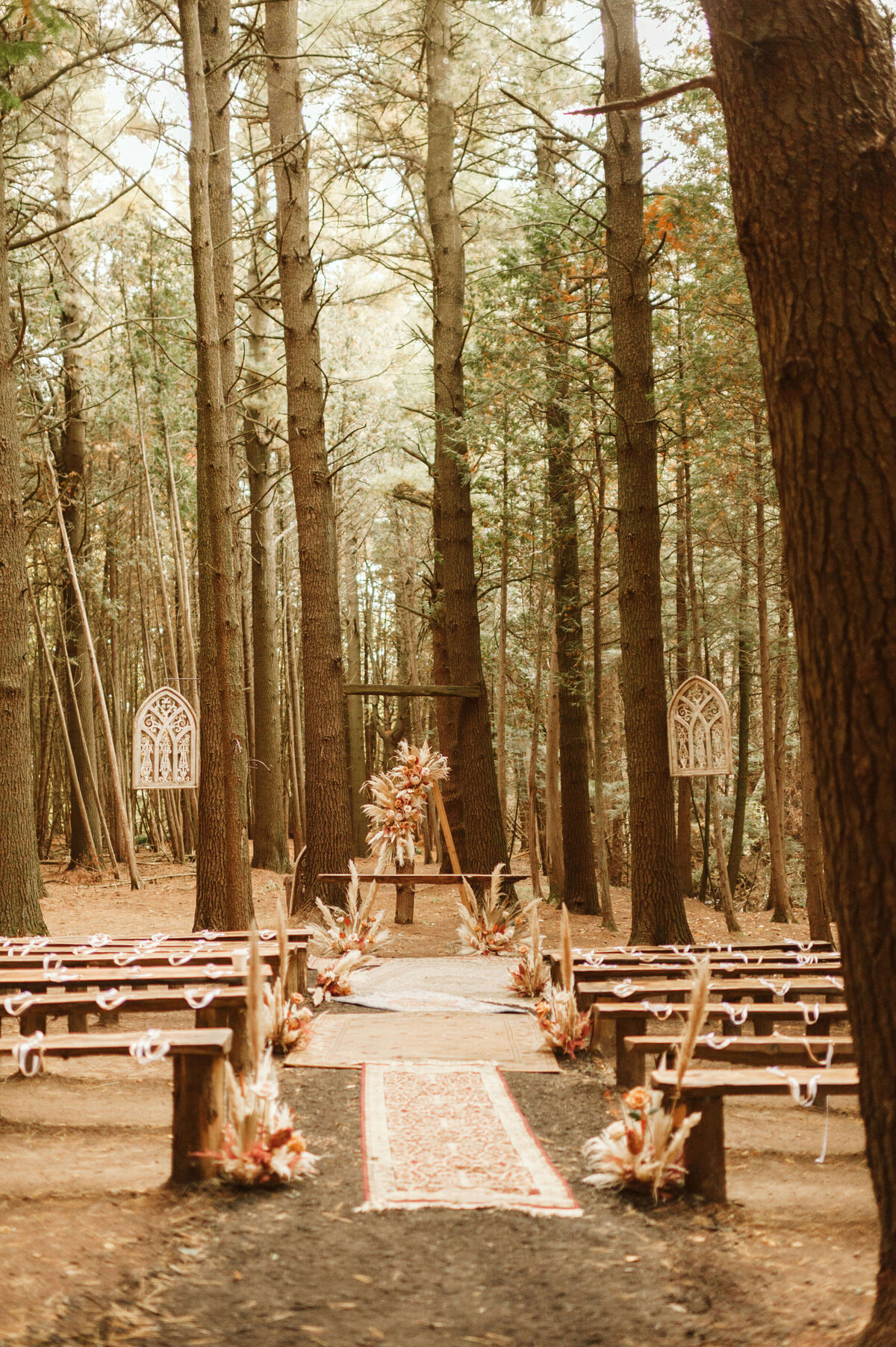 Boho Forest Wedding Ceremony Setup
