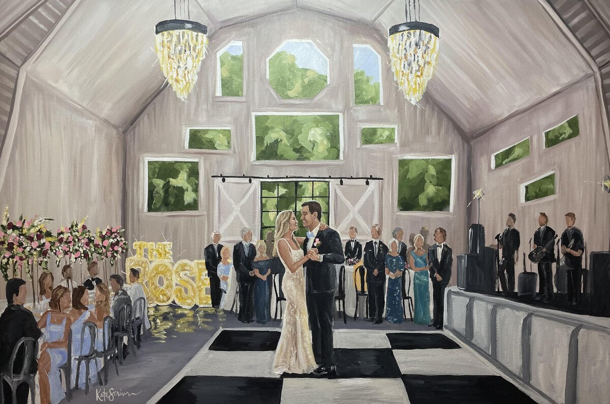 painting of bride and groom