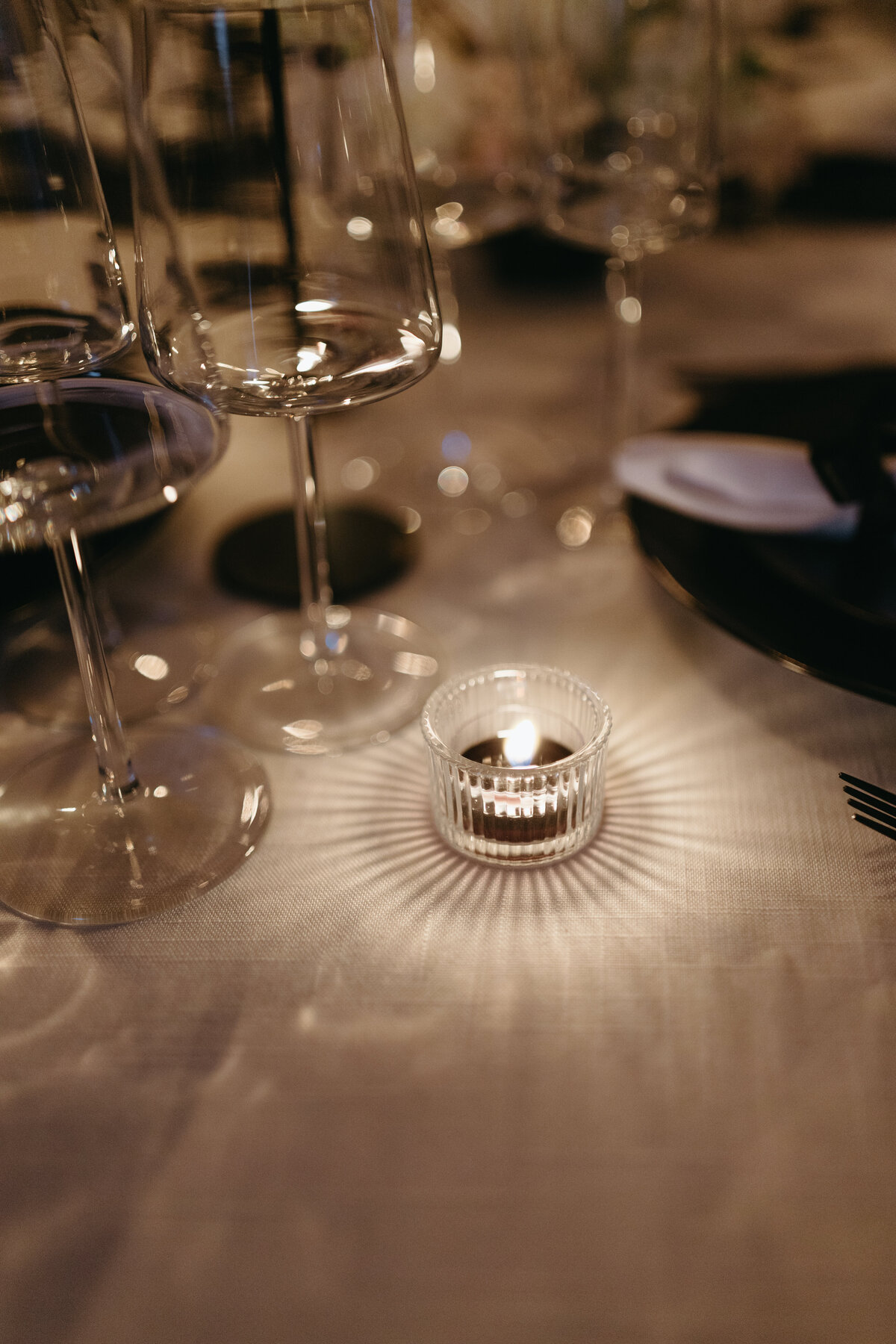Sibley Events and Design - Candlelit dinner with black votives