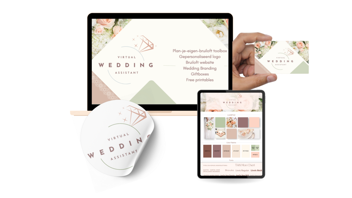 Branding en Website Virtual Wedding Assistant gemaakt door Dream Design Studio
