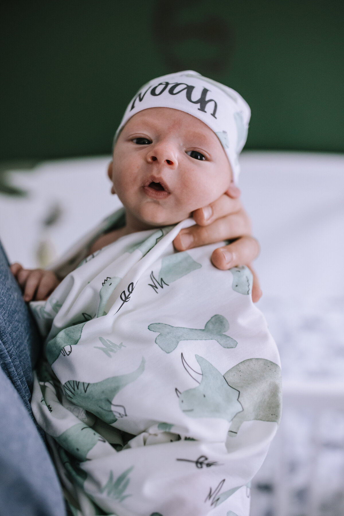 Newborn baby boy in his nursery in Pittsburgh. 