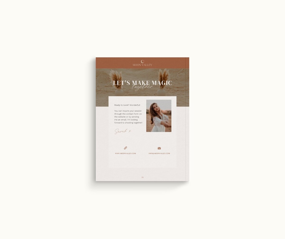 Boho pricing guide template for photographers Moon Valley 14