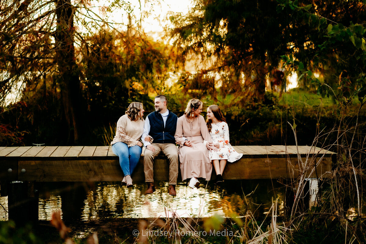 Family photo on bridge at lake martin, louisiana