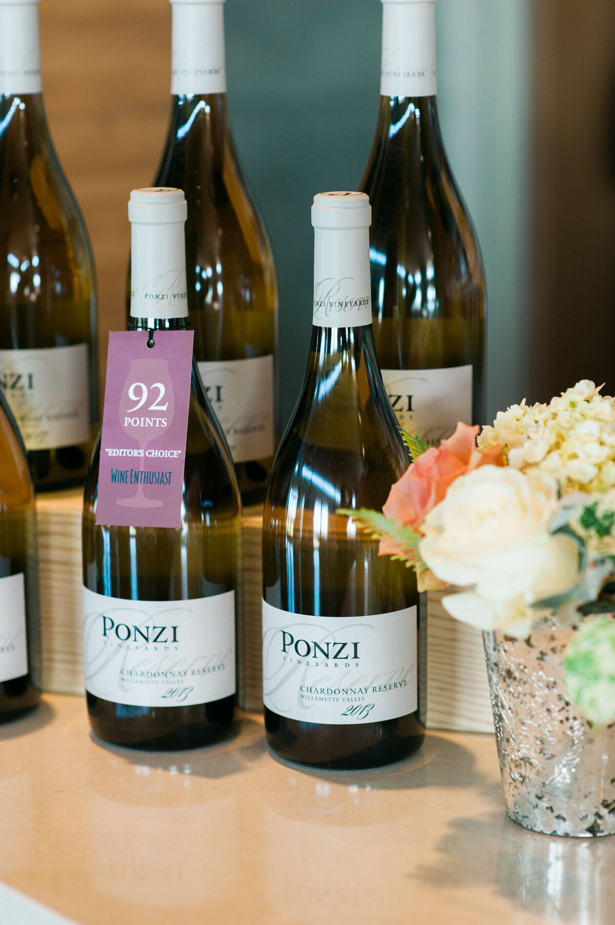 ponzi wines on display at ponzi wedding