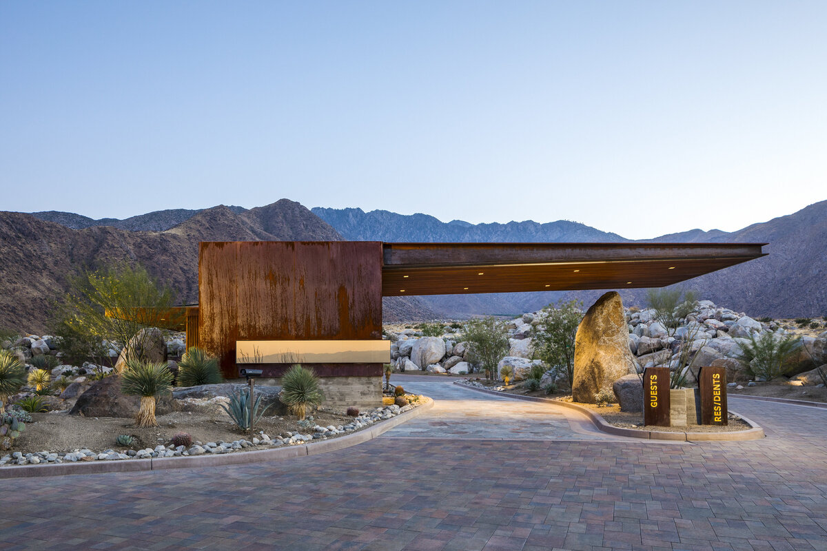 Custom designed guardhouse designed for Desert Palisades by Los Angeles architect