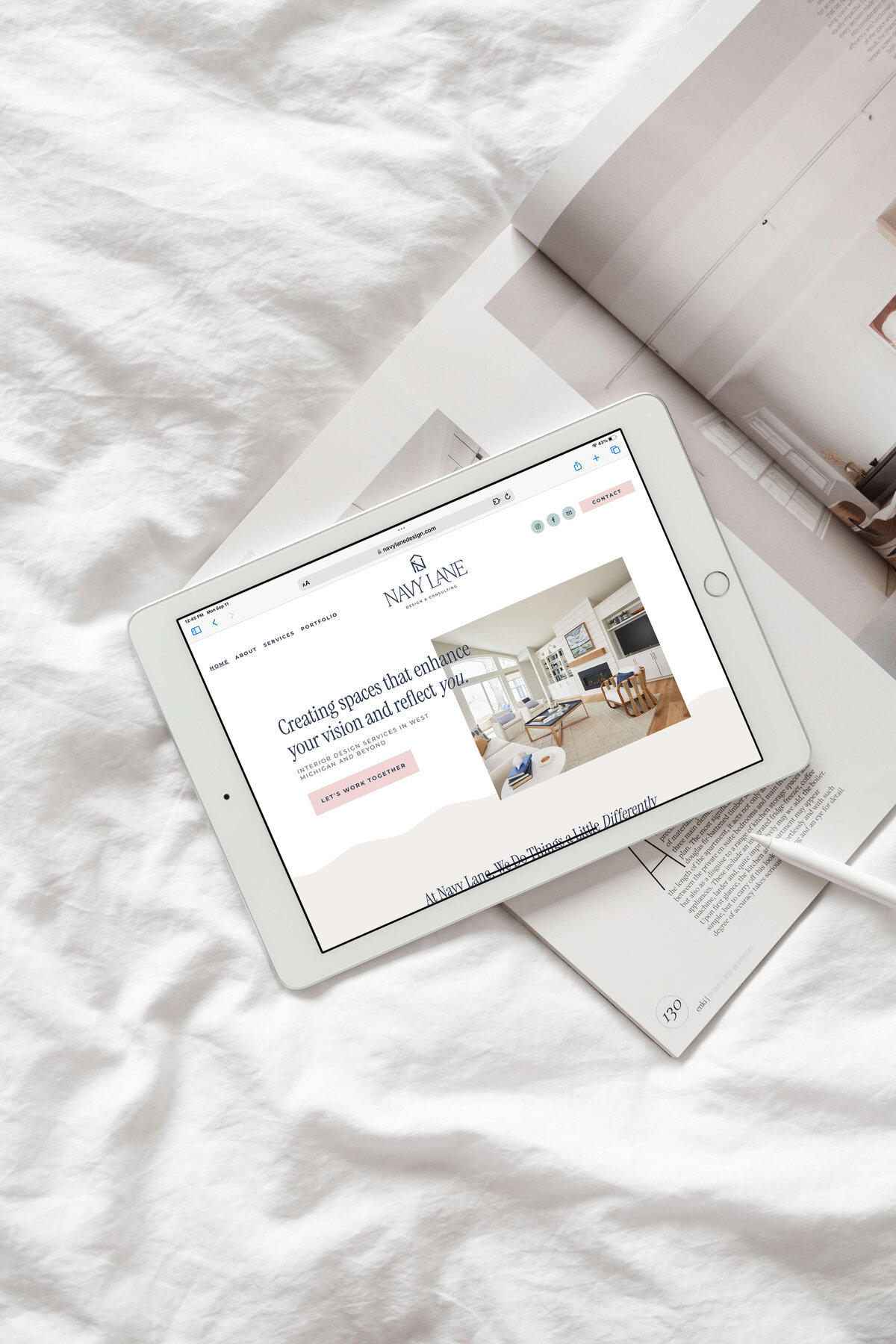 interior design web design with a refined logo and playful yet professional typography