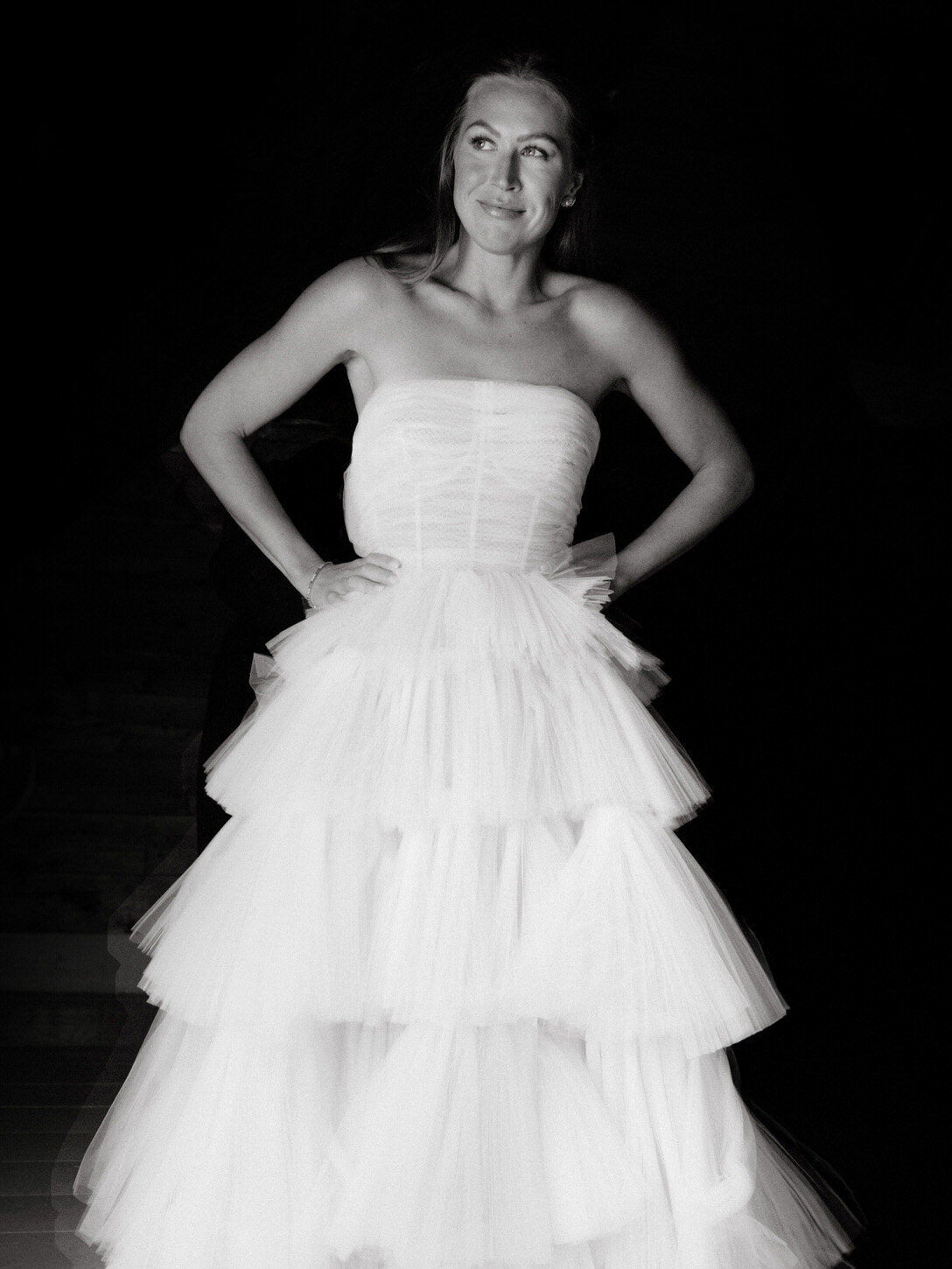adirondack-mountain-wedding-07-classic-black-and-white-bridal-portrait-showcasing-oscar-de-la-renta-gown-at-adirondack-mountain-wedding-jenny-fu-studio