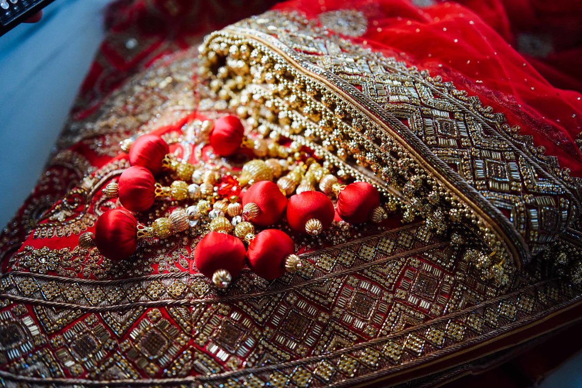 Red and gold Indian wedding finery
