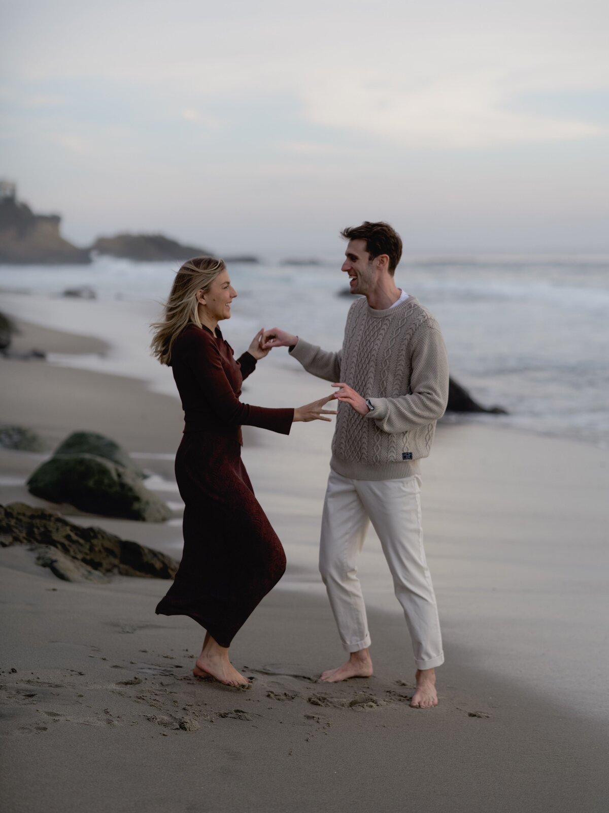 Couple that just got engaged in Laguna Beach