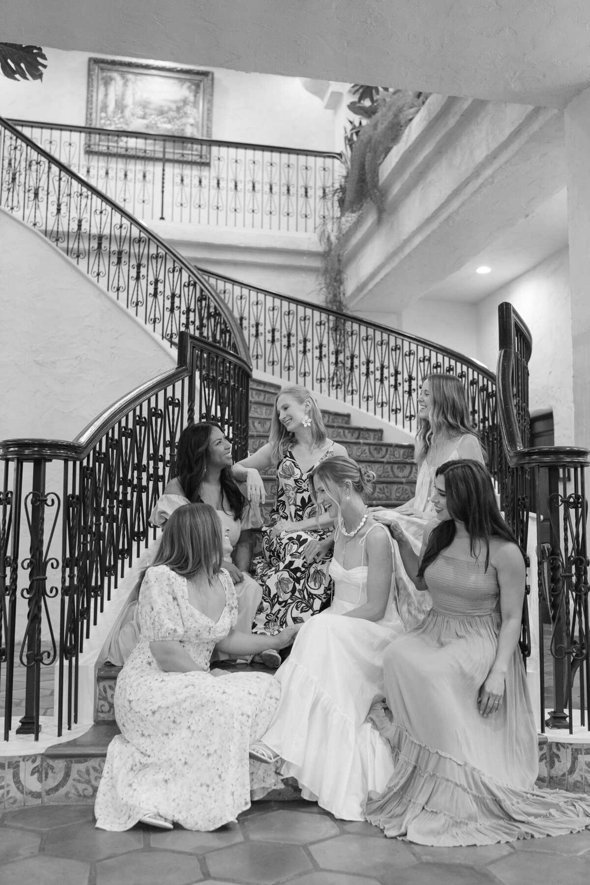 Bride and her girls laughing and enjoying her bridal shower