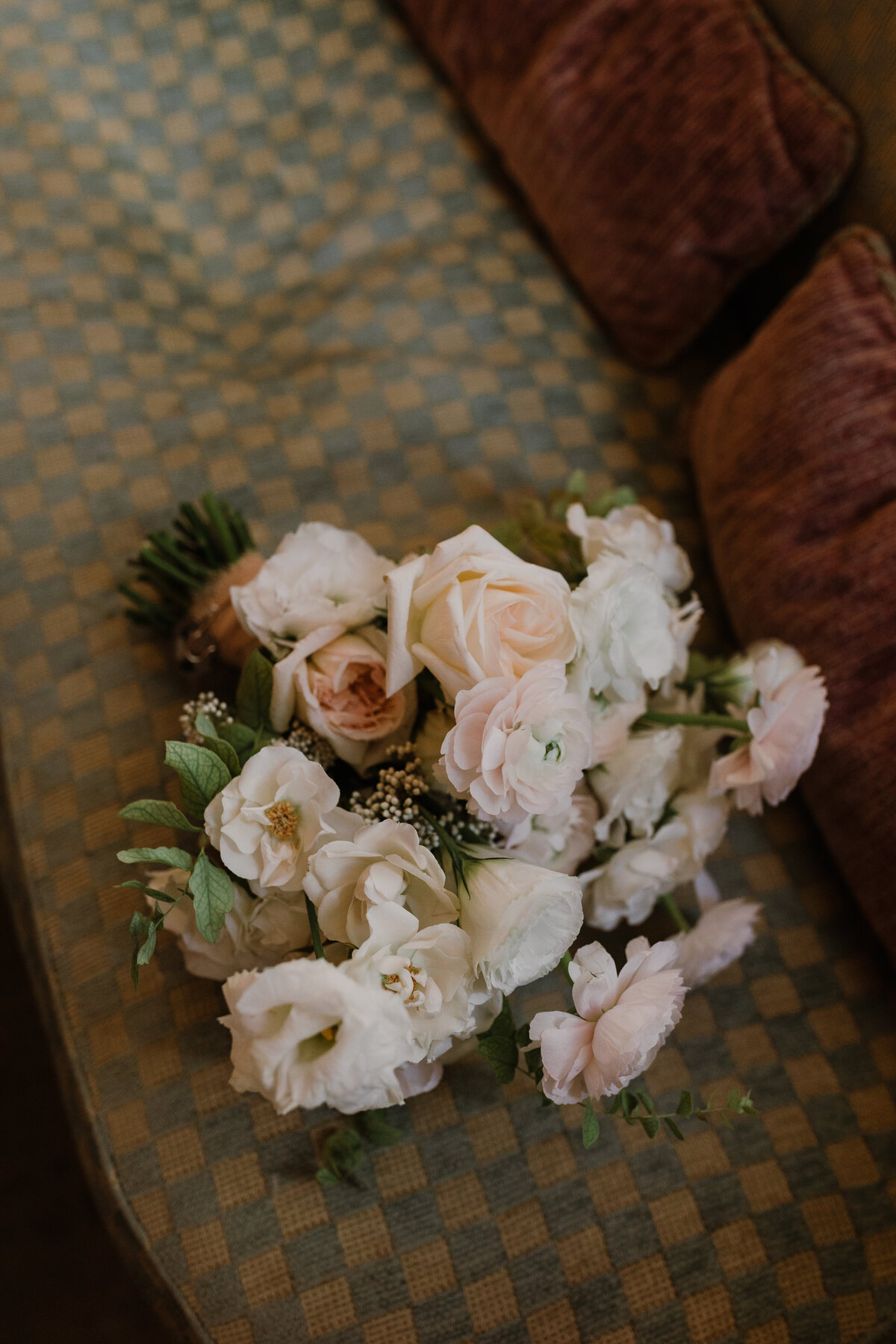 White and blush floral bridal bouquet for Austin wedding at Proper Hotel, Austin