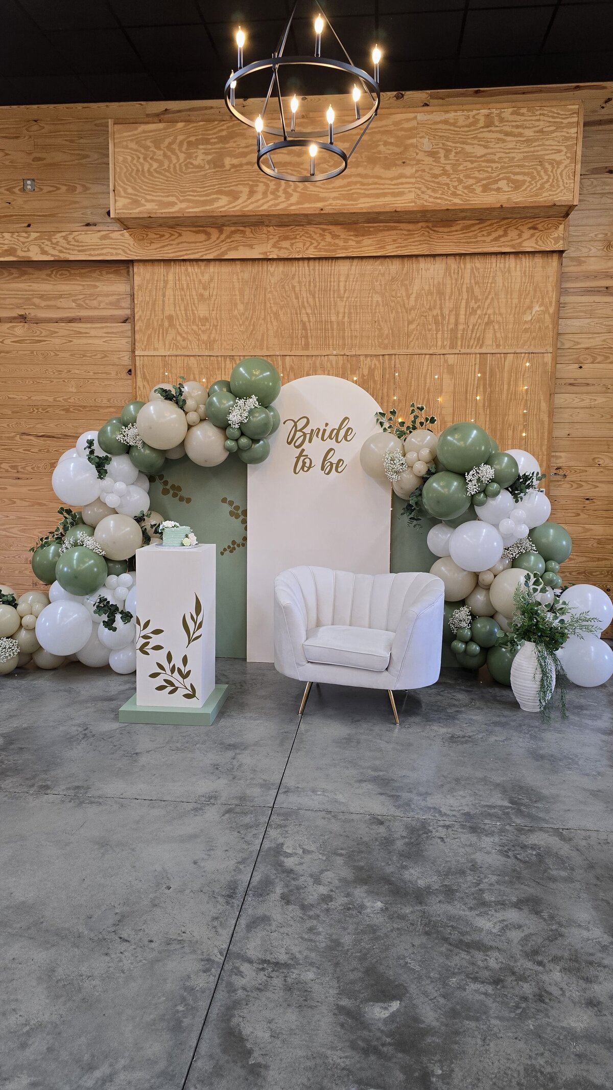 Elegant Air with Flair Decor balloon backdrops rental package in Raleigh featuring a wedding setup with a powerful “bride to be” quote for modern celebrations.