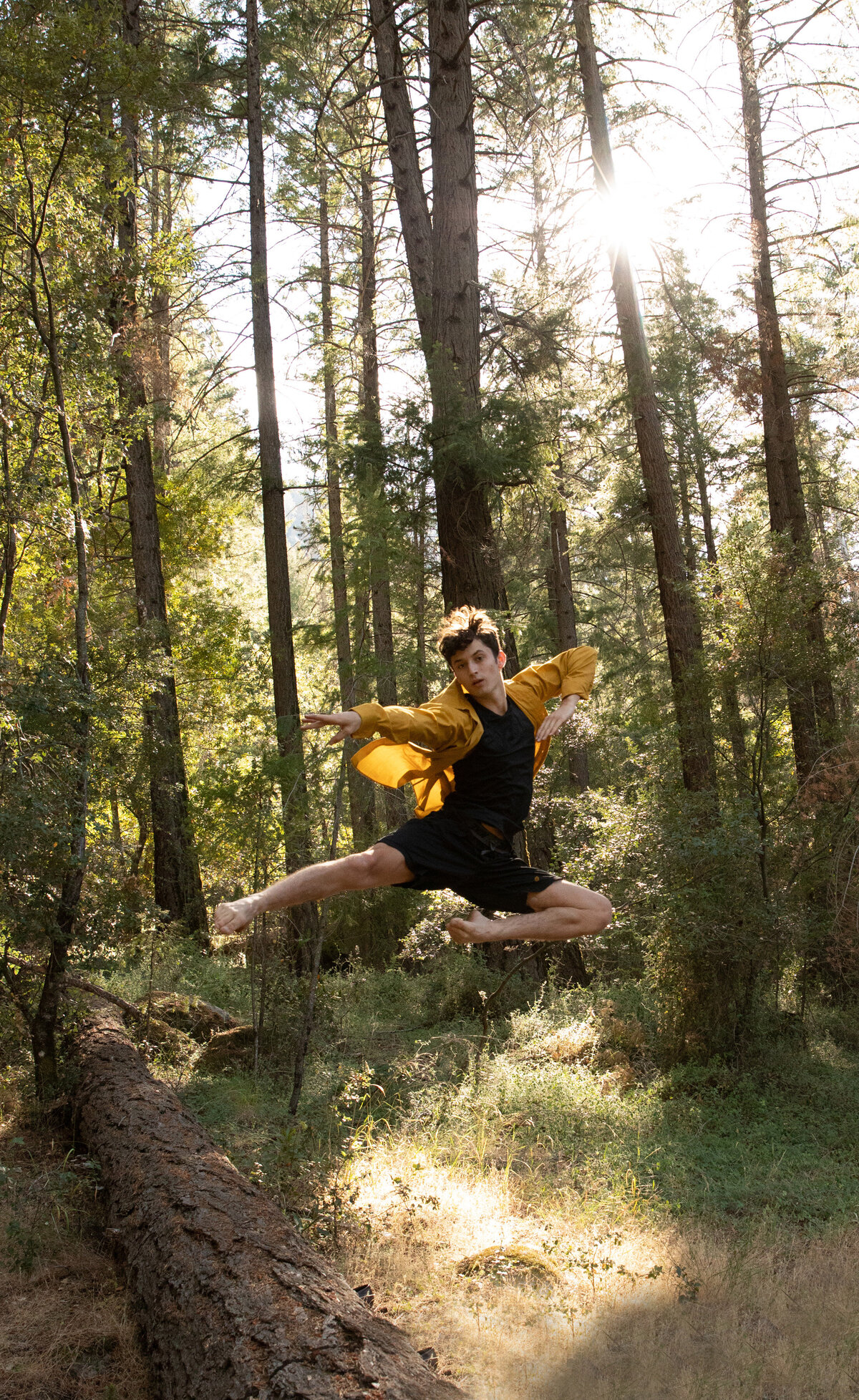senior portrait dancer in mid air