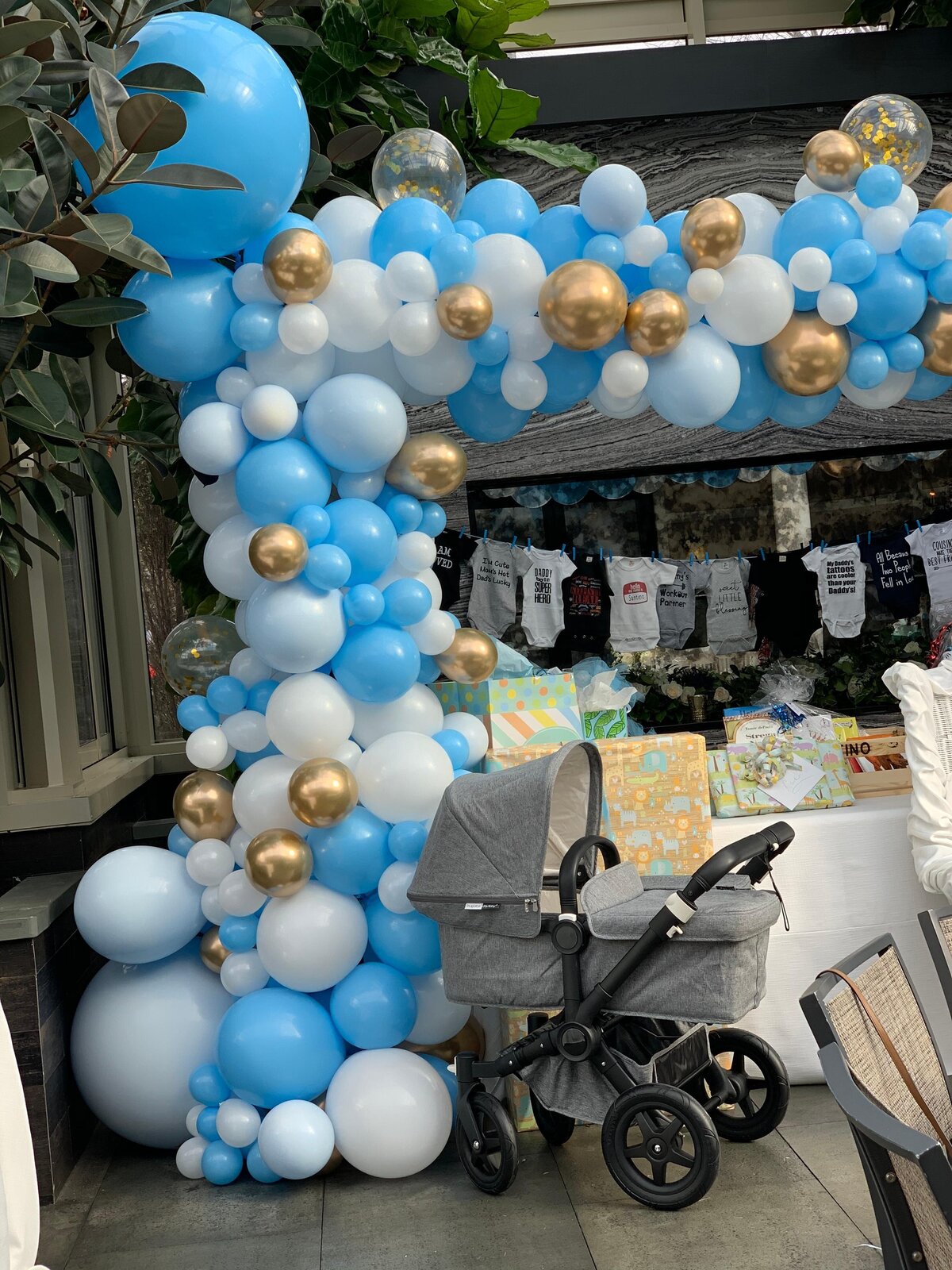 light blue balloon garland