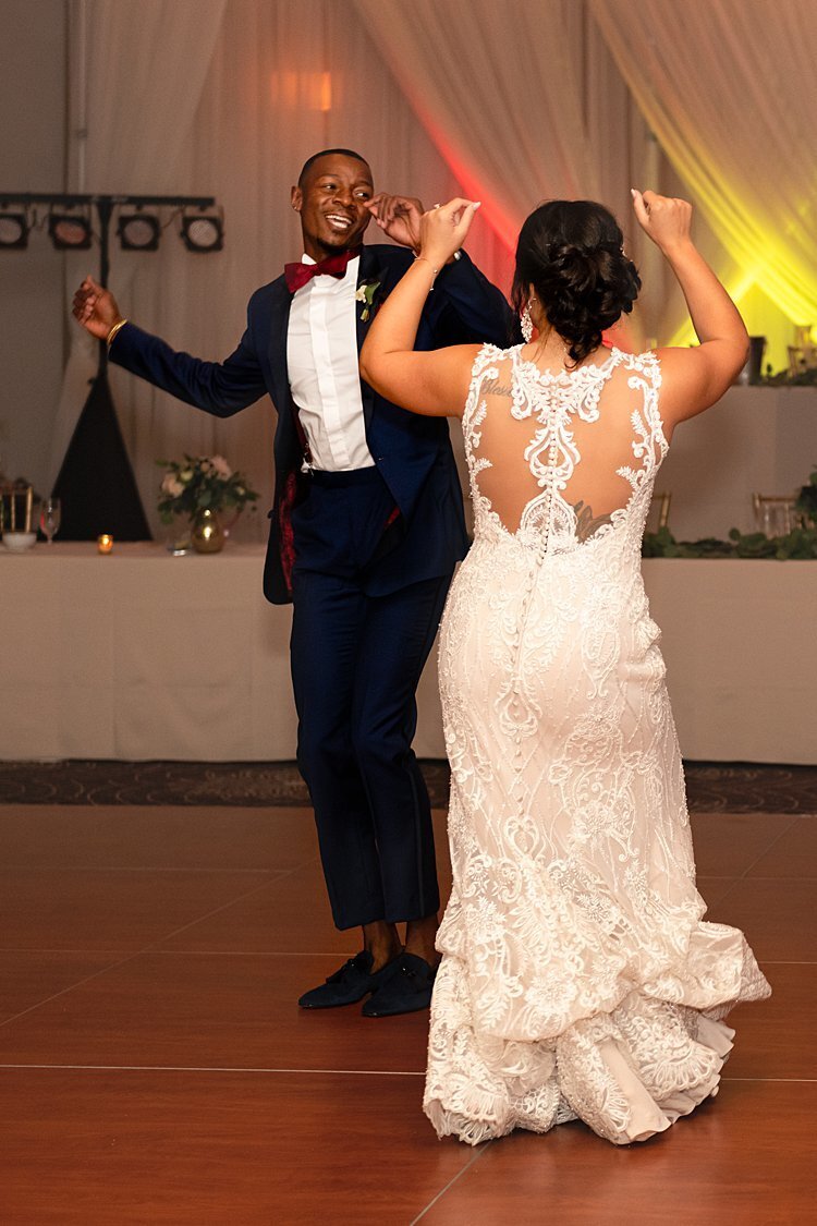 Bride and Groom dancing during their wedding reception at Hyatt Regency Pittsburgh Airport