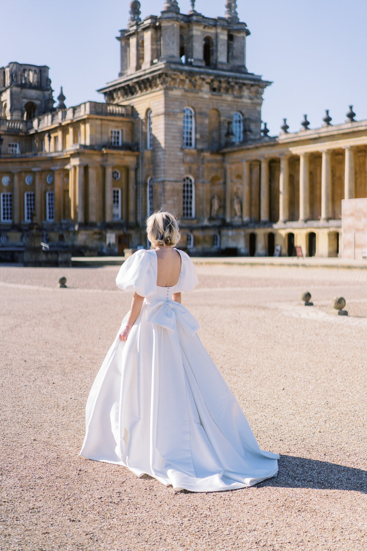bride walking at blenheim palace