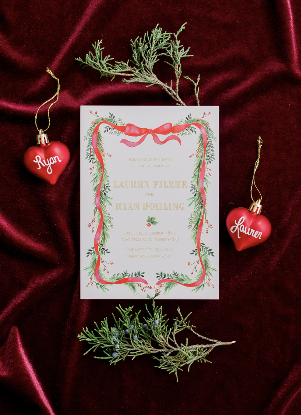 Christmas Wedding Save the Date in NYC