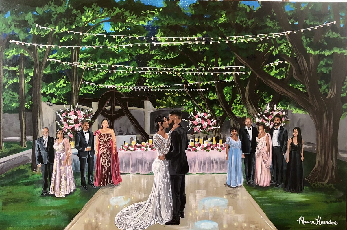 dallas texas outdoor live wedding painting by Maura Herndon