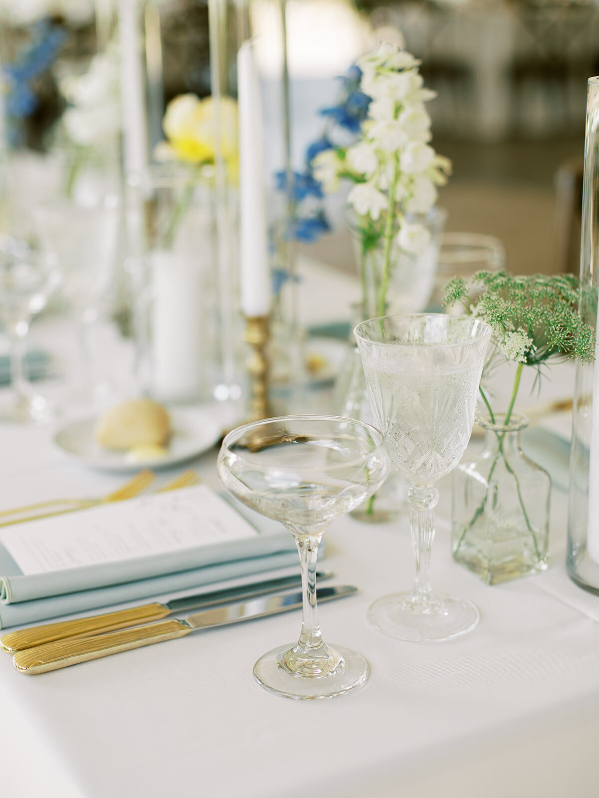 Luxurious tabletop details from tented wedding in Maryland