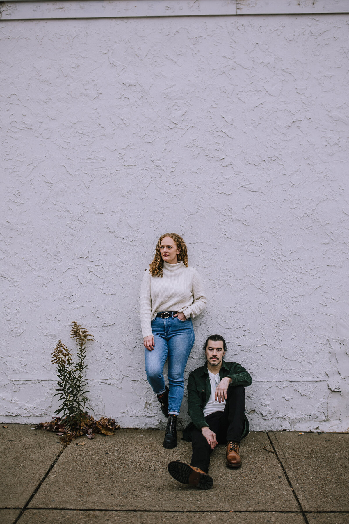 Engaged couple in the Pittsburgh strip district.