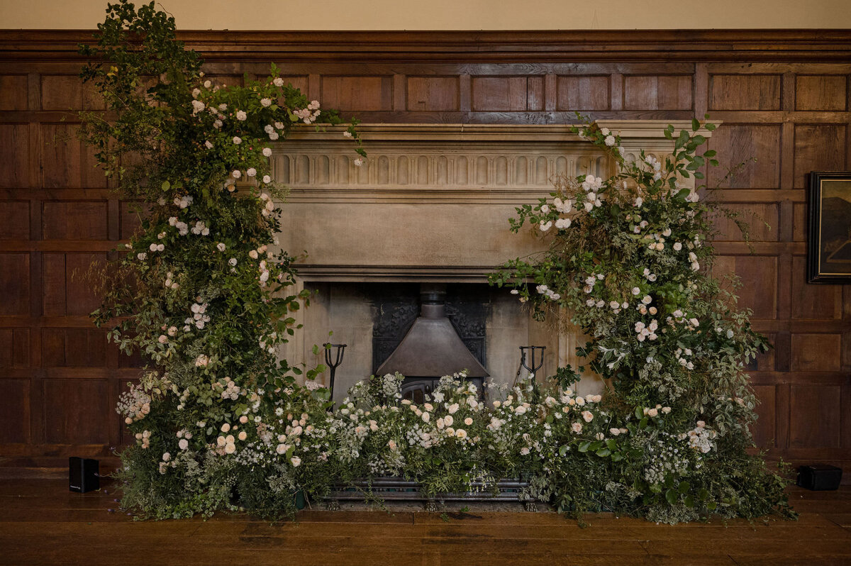 floral fireplace installation