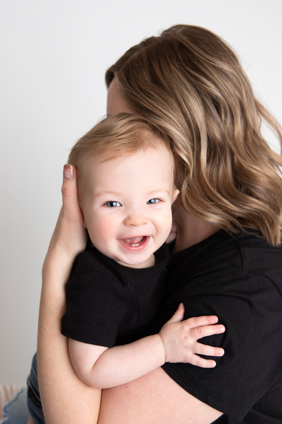 Mommy and me on white backdrop