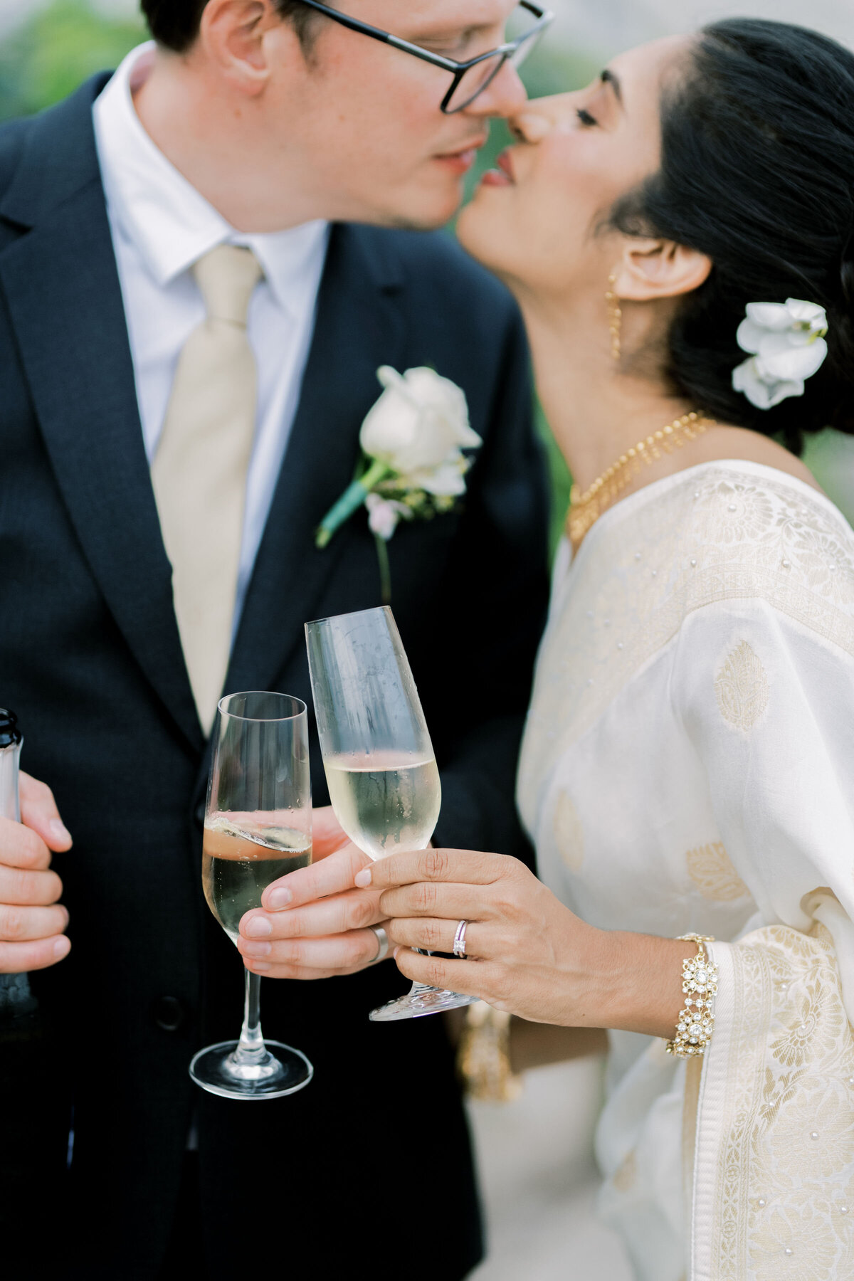 bride and groom wine glasses cheers