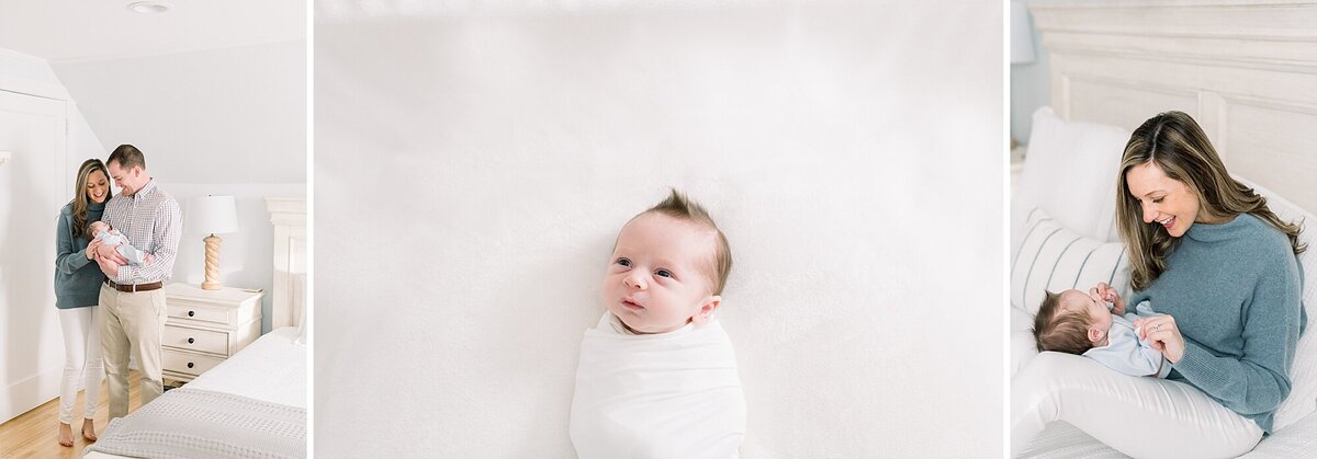 mom with newborn baby on white background by nicole detone photography
