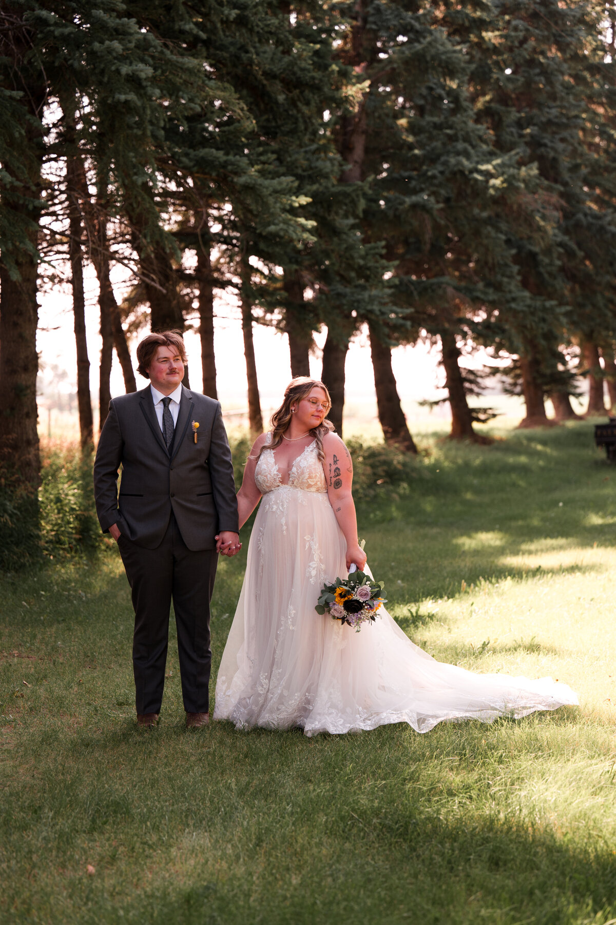Falkenberg stables bride and groom on their wedding day
