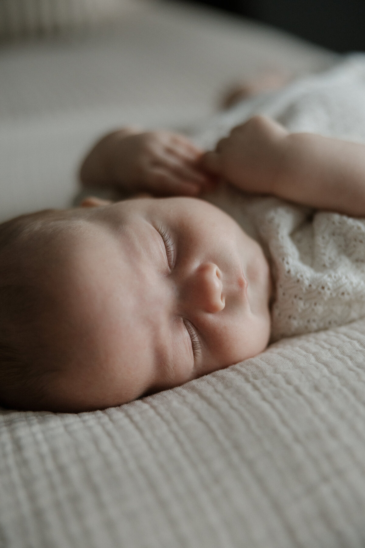 Indianapolis newborn photographer candid sleeping baby portrait