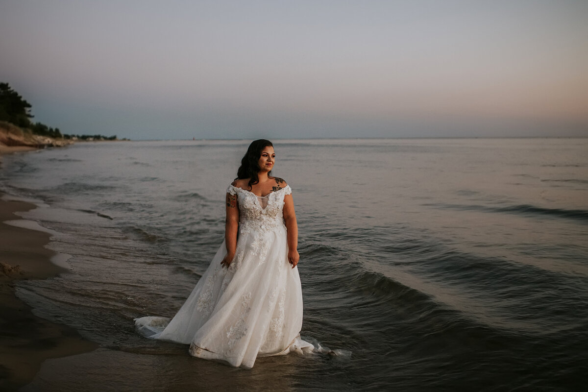 beach lake michigan bride