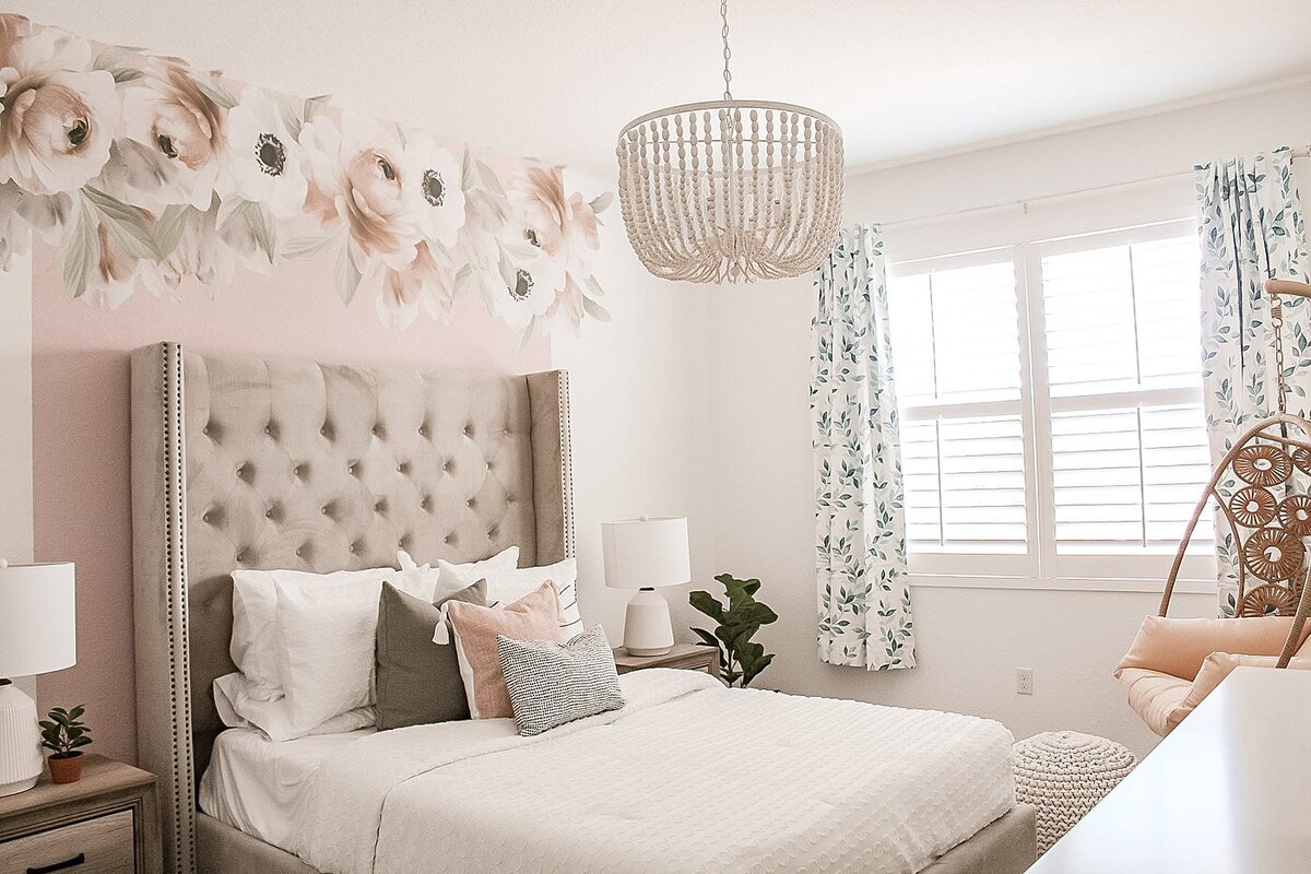 Island Home Interiors pink bedroom decor and styling Distance Design Lake Nona