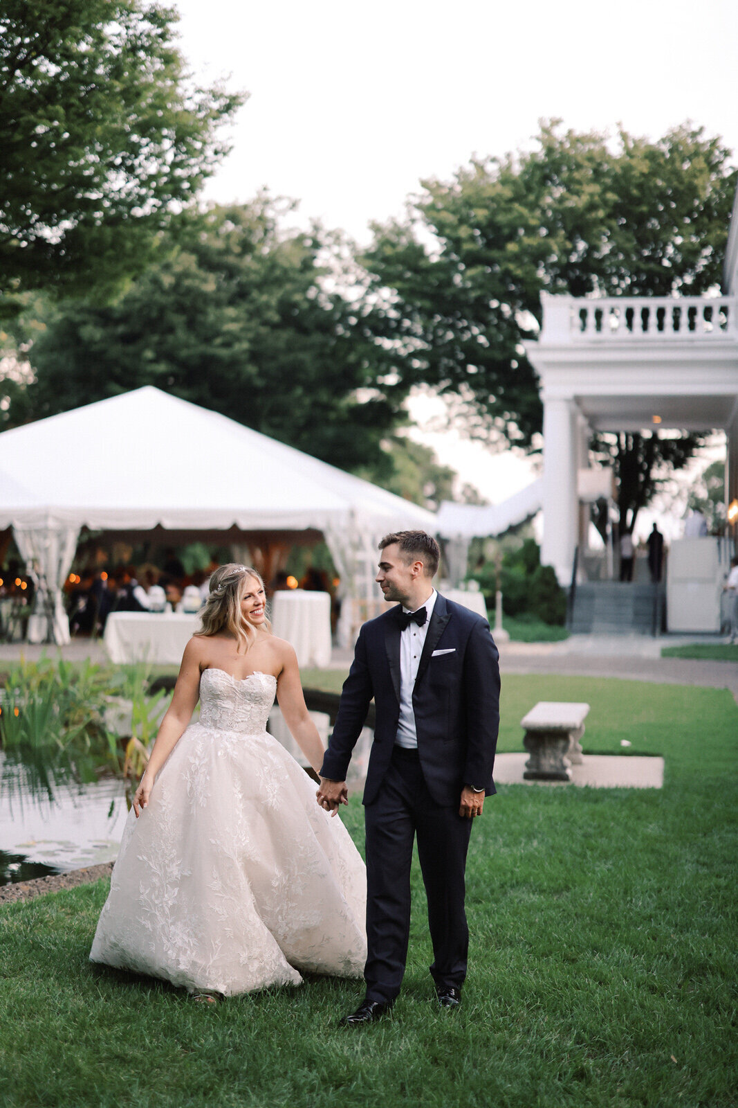 Intimate wedding portraits at an elegant summer wedding at Strong Mansion, a historic wedding venue in Maryland.