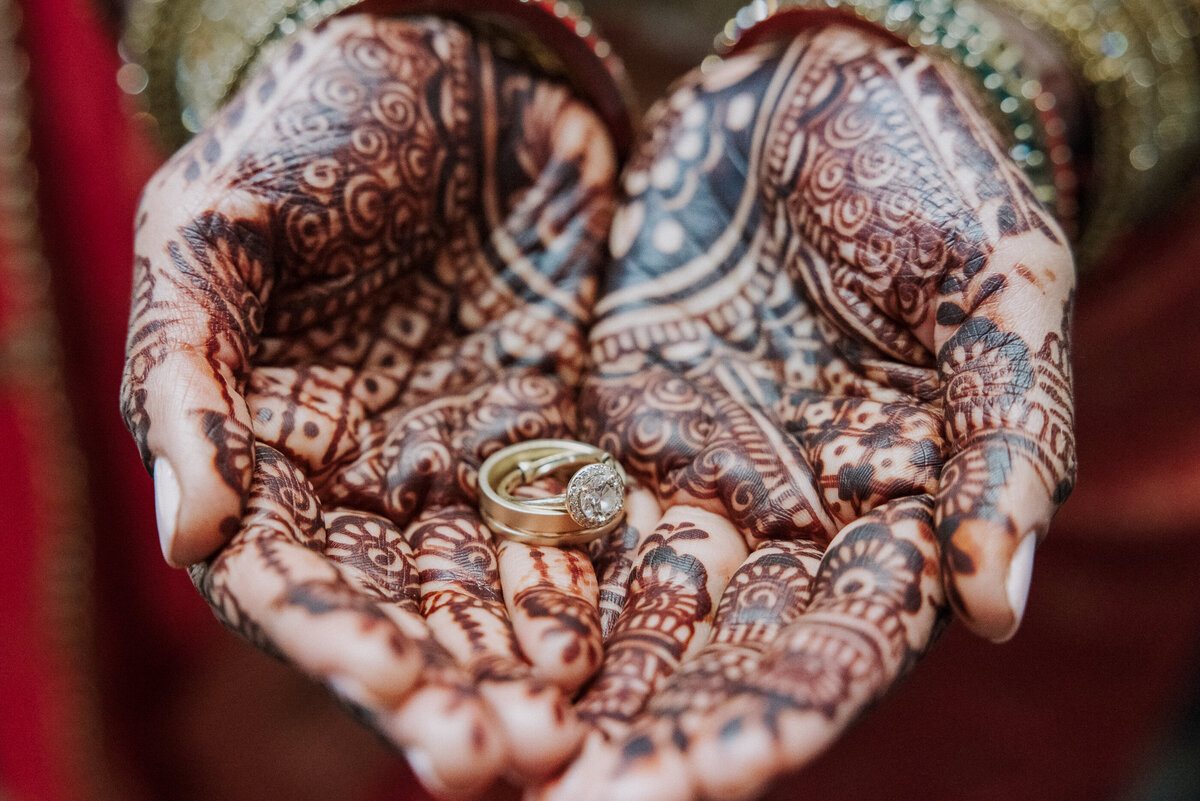 southern california indian bride, henna and wedding rings